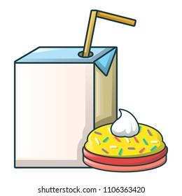 Juice and bakery icon. Cartoon of juice and bakery vector icon for web design isolated on white background