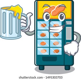 With juice bakery vending machine in a mascot