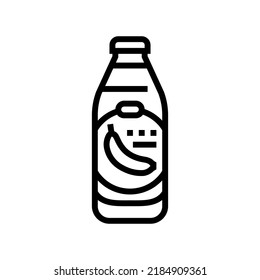 Saft Banane Linie Symbol Vektorgrafik. Bananenschild für Saft. isoliertes Kontursymbol