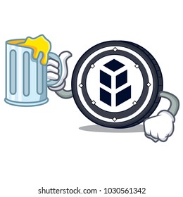 With juice bancor coin mascot cartoon