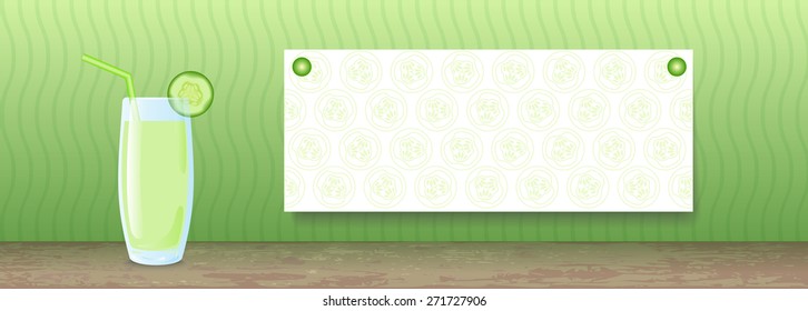 Juice Banner. Cucumber. Vector illustration for posters, banners, fliers, menu and web design 