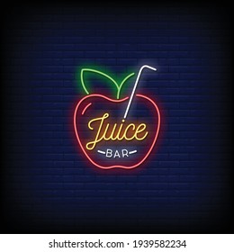 Juice Bar Logo Neon Signs Style Text Vector