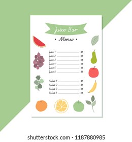 juice bar menu template