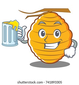 With juice bee hive character cartoon