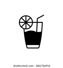 Juice, beverage cup icon, symbol in solid black flat shape, isolated on white background