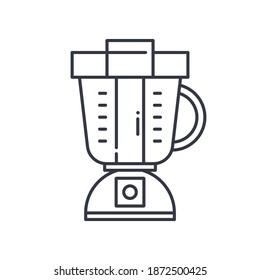 Juice-Mixer-Symbol, lineare einzelne Illustration, dünne Linie, Webdesign-Zeichen, Umrisssymbol mit bearbeitbarem Strich auf weißem Hintergrund.