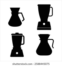 Juice Blender and Jug Icon Silhouette Vector for Kitchen and Beverage