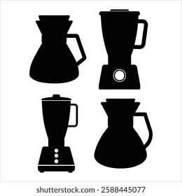 Juice Blender and Jug Icon Silhouette Vector for Kitchen and Beverage