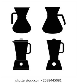 Juice Blender and Jug Icon Silhouette Vector for Kitchen and Beverage