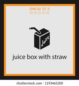 juice boc with straw  vector icon