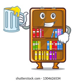 With juice bookcase isolated in the with characters