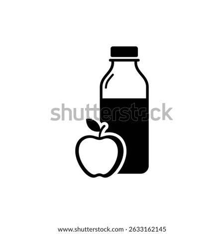 Juice Bottle with Apple Icon, Beverage Bottle with Fruit Design
