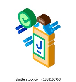 vector de icono de marca aprobada por el frasco de jugo. signo de marca aprobado en frasco de jugo isométrico. ilustración de símbolo aislado de color
