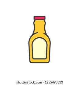 Juice bottle colored line icon.