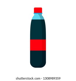 Juice bottle flat symbol red label vector icon. Glass silhouette lemonade drink. Summer soda beverage product