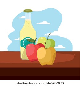 juice bottle fresh fruit apples