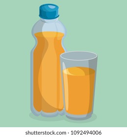 juice bottle and glass