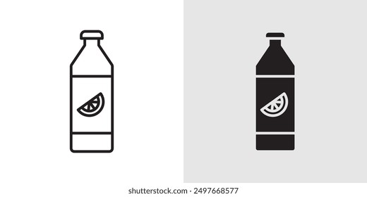 Juice bottle icon Black line art vector logo set