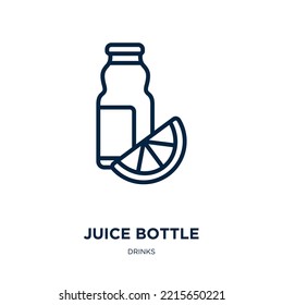 juice bottle icon from drinks collection. Thin linear juice bottle, coffee, tea outline icon isolated on white background. Line vector juice bottle sign, symbol for web and mobile