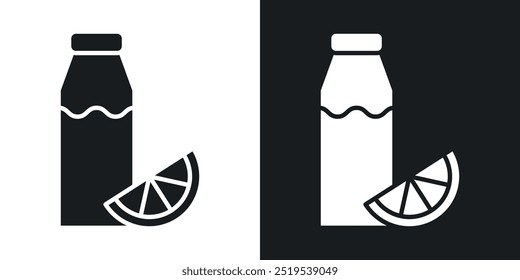 Iconos del icono de la botella de jugo en estilo lleno blanco y negro