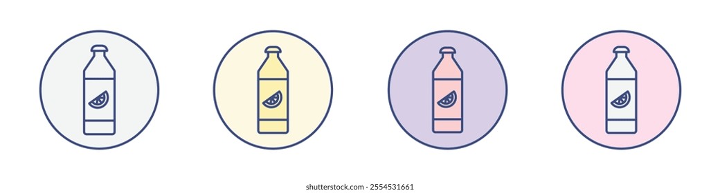 Juice bottle icon Thin line flat illustration