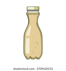 Ilustración de botella de jugo que muestra una bebida orgánica fresca y saludable sobre fondo blanco para el empaquetado del producto, marca, bienestar, desintoxicación, batido o conceptos de estilo de vida saludable