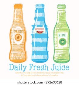 Juice bottle illustration, t-shirt graphics, vectors, typography
