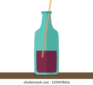 Juice in bottle, illustration, vector on white background.