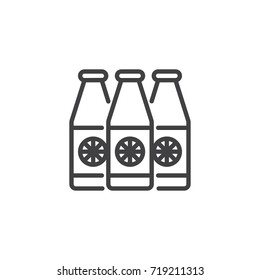 Juice bottle line icon, outline vector sign, linear style pictogram isolated on white. Symbol, logo illustration. Editable stroke
