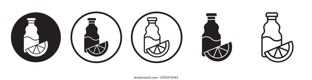 Juice bottle line icon vector set.