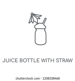Juice Bottle with Straw linear icon. Juice Bottle with Straw concept stroke symbol design. Thin graphic elements vector illustration, outline pattern on a white background, eps 10.