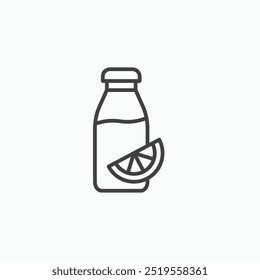 Línea de botella de jugo en color negro de línea delgada. ilustración de símbolos de Vector simple plano.