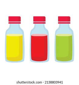 Juice bottles. Set of glass bottles with juice. Vector illustration. EPS 10.