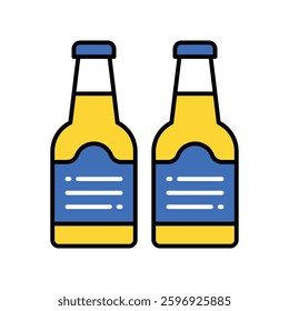 Juice bottles vector filled outline icon. EPS 10 file