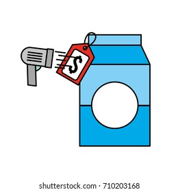 juice box carton drinking price tag and barcode scanner