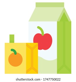 Icono de cuadro de jugo, ilustración de vector de estilo plano de bebida