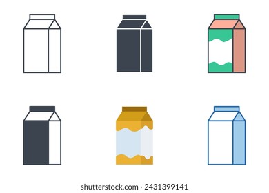 Juice Box-Symbole mit verschiedenen Stilen. Packung Saft Symbol Vektor-Illustration isoliert auf weißem Hintergrund