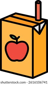 Juice Box Line Filled Vector Icon Design