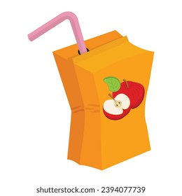Juice box made of crumpled paper with a straw. The concept of caring for the environment, recycling waste. Vector illustration in cartoon style isolated on white background. svg