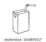 juice box with straw or juice packet doodle hand drawn icon. Outline drawing juice box line clipart symbol. Vector illustration