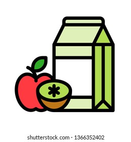 Juice box vector, Beverage filled style icon editable stroke