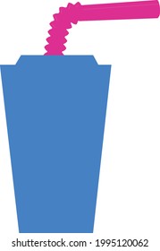 Juice box vector flat color icon. blue and pink art. Nourishment liquid in carton pack. Cartoon style clip art for mobile app. 