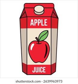 Juice box vector illustration, apple flavored. Perfect for school lunches, healthy snacks, and drink branding.