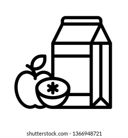 Juice box vector illustration, Beverage line design icon