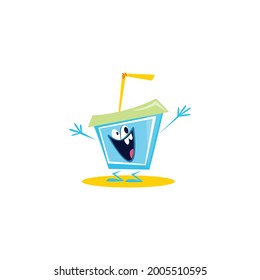 Juice Box Vector Illustration With Happy Face