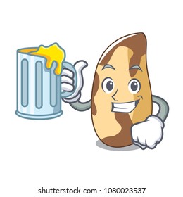 With juice brazil nut mascot cartoon