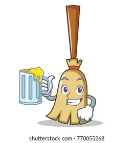 With juice broom character cartoon style