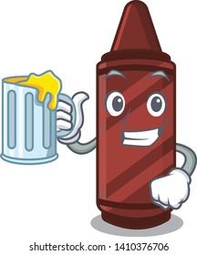 With juice brown crayon in the cartoon column