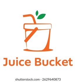 juice bucket flat minimalist logo design