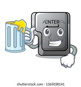 With juice button enter isolated in the cartoon